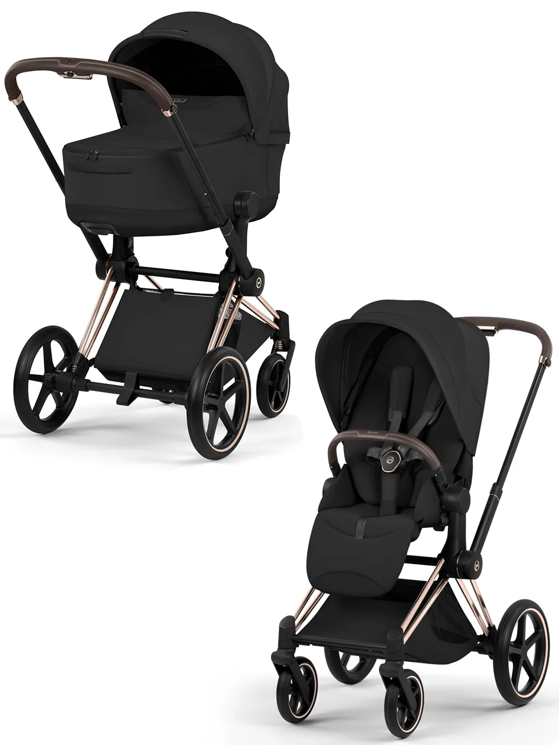 Коляска 2 в 1 Cybex Priam V Style Cozy Black шасси Rosegold