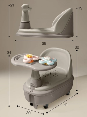 Толокар детский 2в1 с сиденьем для купания Amarobaby Swimmy, серый