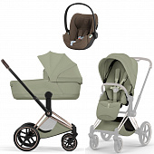 Коляска 3 в 1 Cybex Priam V Rosegold Style Cloud T Sage Green