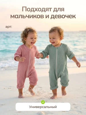 Комбинезон муслиновый Lappetti мятный КЛ01/3 р.86													