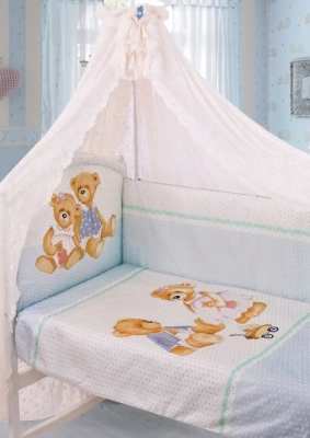 Комплект в кровать 7 предметный Sweet Bear ( Золотой Гусь) 1752 голубой
