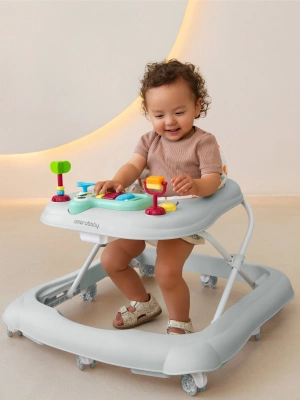 Ходунки детские с электронной игровой панелью Amarobaby, First Steps, серый