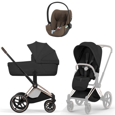 Коляска 3 в 1 Cybex Priam V Rosegold Style Cloud T Sepia Black