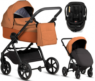 Коляска 3 в 1 Tutis Leo 3+, с автокреслом Beno Black (280 Orange)
