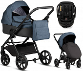 Коляска 3 в 1 Tutis Leo 3+, с автокреслом Beno Black (288 Deep Blue)
