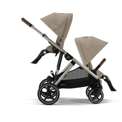 Коляска для двойни 2 в 1 Cybex Gazelle S шасси TPE с корзиной и дождевиком, Almond Beige (Бежевый)