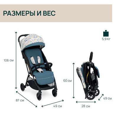 Коляска прогулочная Chicco Glee, Joyful Teal 