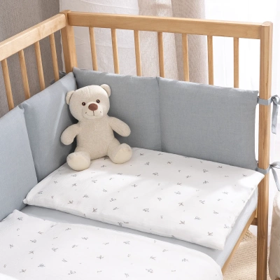 Постельное бельё Muslin КПБ3-М.1.23х2.9 птички/голубая постель (Perina)