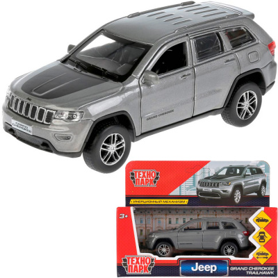 CHEROKEE-12-GY (72) Машина металл JEEP GRAND CHEROKEE 12 см, двери, багаж, инерц, серый,