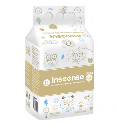 INSEENSE Пеленки одноразовые 60*60 12 шт. 50219