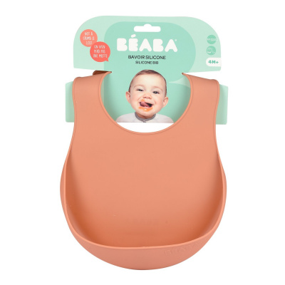 913559 BEABA Детский нагрудник силиконовый Terracotta