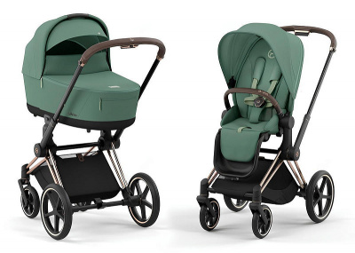 Коляска 2 в 1 Cybex Priam IV Leaf Green шасси Rosegold 