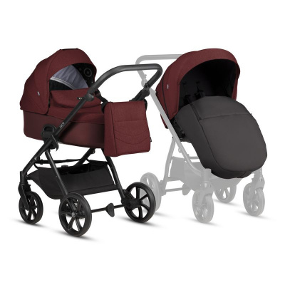 Коляска 3 в 1 Tutis Leo 3+, 220 Burgundy в комплекте с автокреслом Tutis Beno (0-36 кг), и Базой Isofix