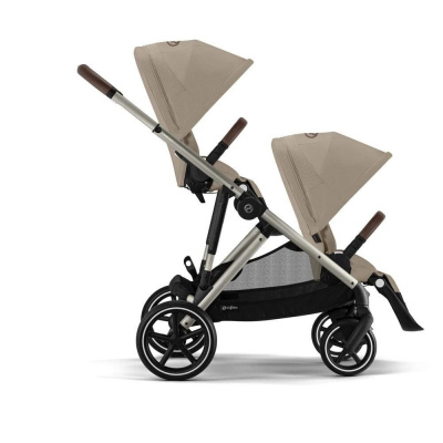 Коляска для двойни 2 в 1 Cybex Gazelle S шасси TPE с корзиной и дождевиком, Almond Beige (Бежевый)