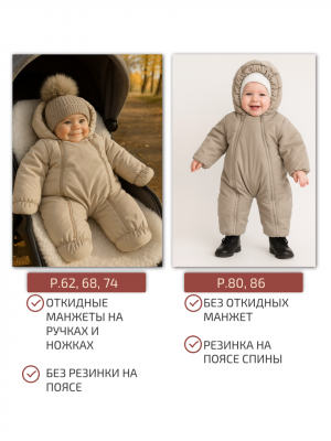 Комбинезон демисезонный Lappetti "Топ" цв.бежевый р.80 КД040/4-80