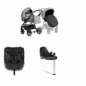 Коляска 3 в 1 Tutis Leo 3+,  227 Stone Grey  в комплекте с автокреслом Tutis Beno (0-36 кг), и Базой Isofix 