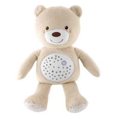 80153 Игрушка мягкая с ночником проектором Chicco Мишка музыкальный бежевый