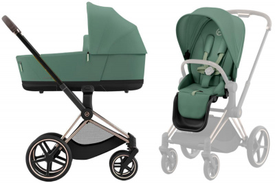 Коляска 2 в 1 Cybex Priam IV Leaf Green шасси Rosegold 