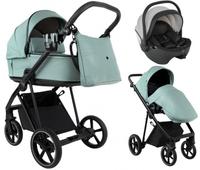 Коляска 3 в 1 Roan Sol 2в1 SL/13/L (Leather/Misti Mint) + автокресло Baesa Pro (ROAN)