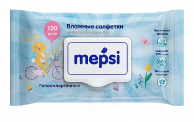 0162 Влажные салфетки гипоаллергенные Mepsi 120 шт
