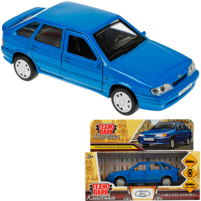 2114-12-BU Машина металл LADA -2114 "SAMARA", 12 см, двери, багаж, инерц., синий