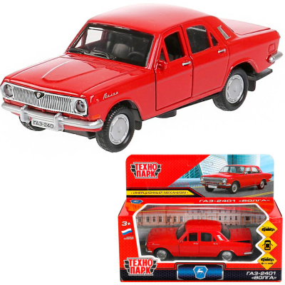 2401-12-RD Машина металл ГАЗ-2401 ВОЛГА длина 12 см, двери, багаж, инерц, красный