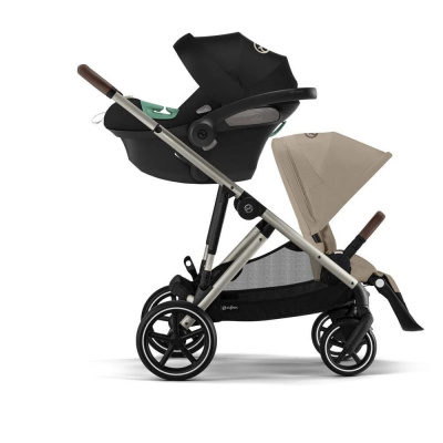 Коляска для двойни 2 в 1 Cybex Gazelle S шасси TPE с корзиной и дождевиком, Almond Beige (Бежевый)