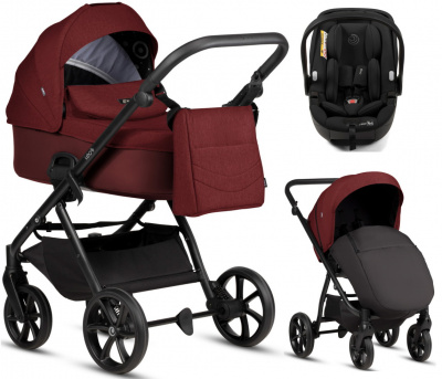 Коляска 3 в 1 Tutis Leo 3+, с автокреслом Beno Black (220 Burgundy)
