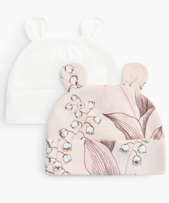 90115 Шапочка (pink&milky) (уп 2 шт) р.43 рост 74 см Happy Baby
