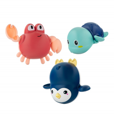 RWIN-002 Игрушки для ванной Roxy-Kids заводные 3 шт черепаха, краб, пингвин