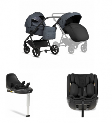 Коляска 3 в 1 Tutis Leo 3+, 211 India Ink в комплекте с автокреслом Tutis Beno (0-36 кг), и Базой Isofix