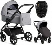 Коляска 3 в 1 Tutis Leo 3+, с автокреслом Beno Black (227 Stone Grey)