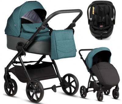 Коляска 3 в 1 Tutis Leo 3+, с автокреслом Beno Black (307 Sea Blue)