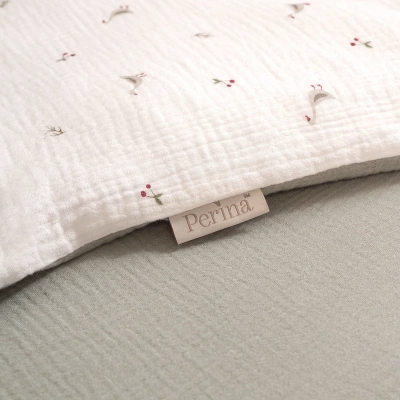 Постельное бельё Muslin КПБ3-М.1.22х2.8 гуси/шалфей (Perina)