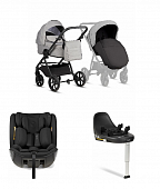 Коляска 3 в 1 Tutis Leo 3+, 068 Warm Grey в комплекте с автокреслом Tutis Beno (0-36 кг), и Базой Isofix