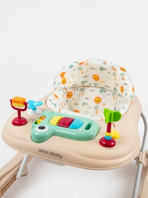 Ходунки детские с электронной игровой панелью Amarobaby, First Steps, бежевый