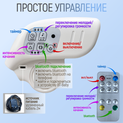Стульчик для кормления-электрокачель Bubago Frida BG 174-1 (серый) 