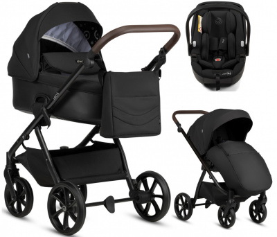 Коляска 3 в 1 Tutis Leo 3+, с автокреслом Beno Black (201 Black)