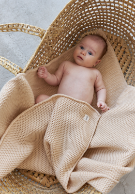 Mimibaby Плед Соты из меринос-кашемира БЕЖЕВЫЙ