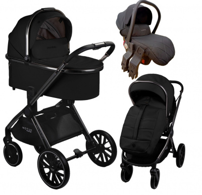 Коляска 3 в 1 AmaroBaby Motus Premium Ecco чёрный