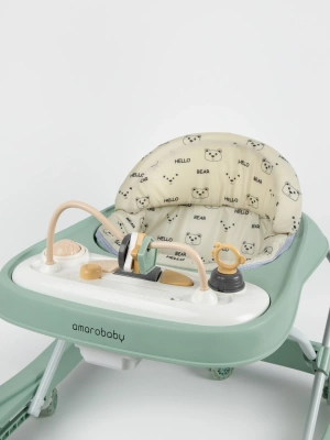 Ходунки детские с электронной игровой панелью Amarobaby, Happy Steps, зелёный